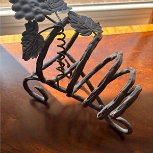 Vintage Wrought Iron Grape Vine Wine Bottle Holder